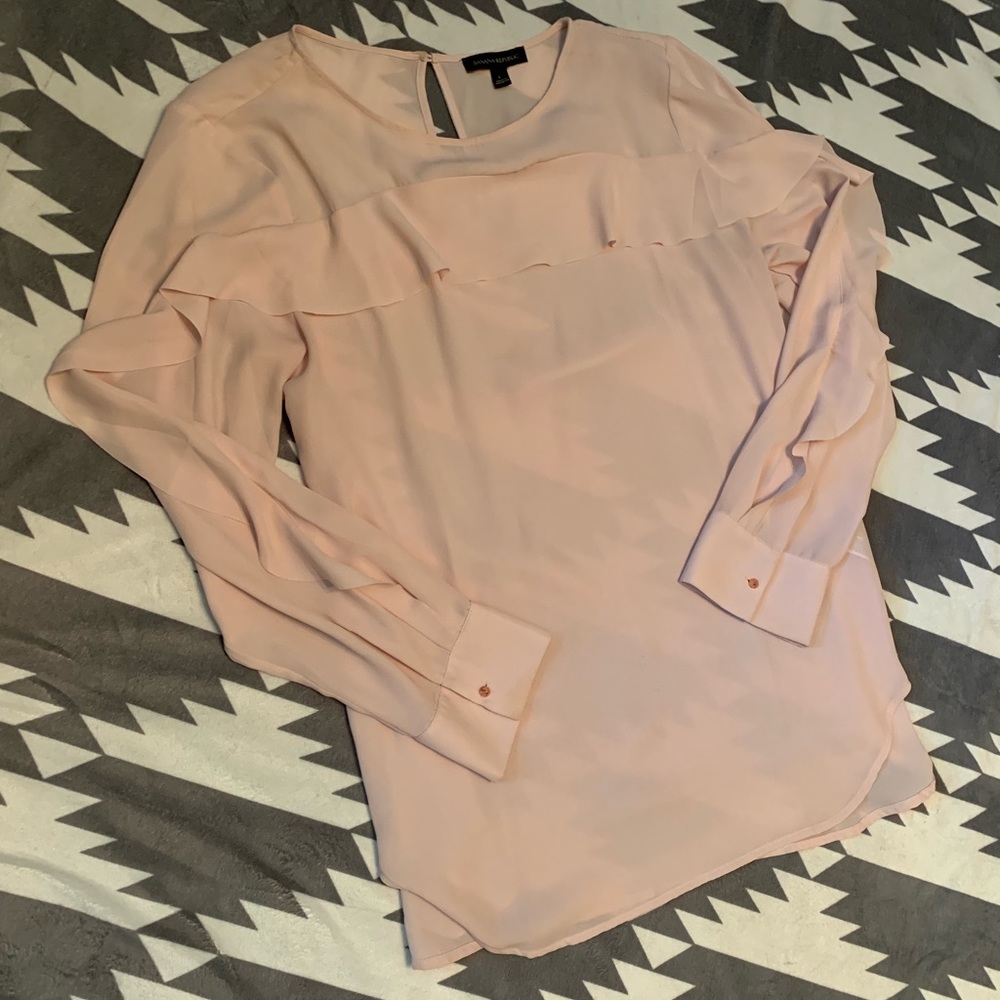 Banana Republic Blush Rose Gold Silky Blouse